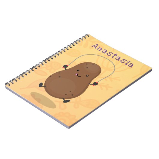 Cute happy potato springtouw cartoon notitieboek (Linkerzijde)