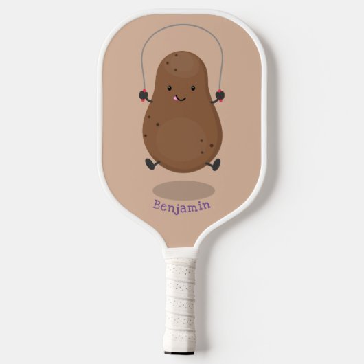Cute happy potato springtouw cartoon pickleball paddle (Achterkant)