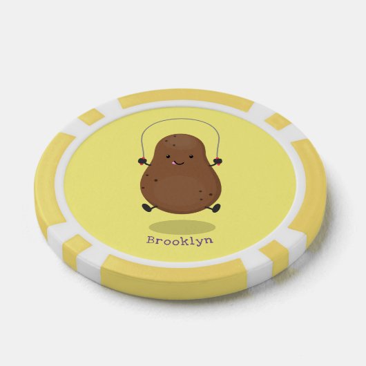 Cute happy potato springtouw cartoon poker chips (Enkel)