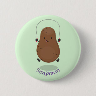 Cute happy potato springtouw cartoon ronde button 5,7 cm