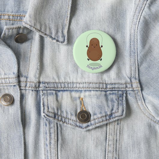 Cute happy potato springtouw cartoon ronde button 5,7 cm (In situ)