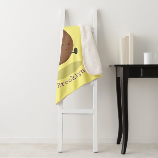 Cute happy potato springtouw cartoon sherpa deken (In situ)