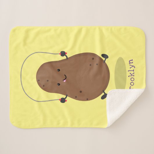 Cute happy potato springtouw cartoon sherpa deken (Voorkant (horizontaal))