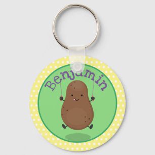Cute happy potato springtouw cartoon sleutelhanger