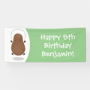 Cute happy potato springtouw cartoon spandoek