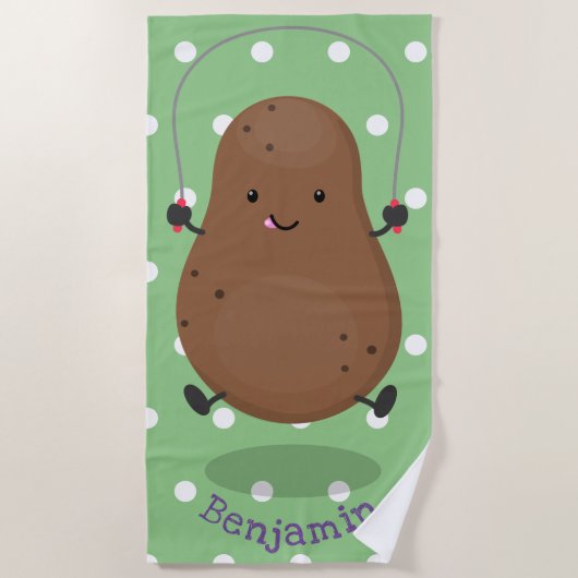 Cute happy potato springtouw cartoon strandlaken (Voorkant)