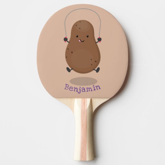 Cute happy potato springtouw cartoon tafeltennisbatje (Voorkant)