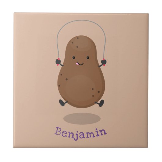 Cute happy potato springtouw cartoon tegeltje (Voorkant)