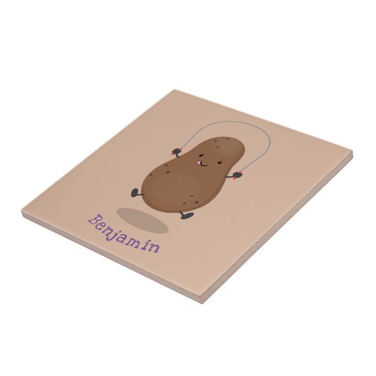 Cute happy potato springtouw cartoon tegeltje (Zijkant)