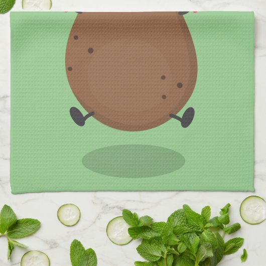 Cute happy potato springtouw cartoon theedoek (Gevouwen)