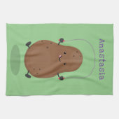 Cute happy potato springtouw cartoon theedoek (Horizontaal)