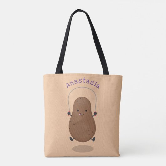 Cute happy potato springtouw cartoon tote bag (Achterkant)