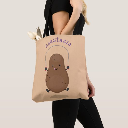 Cute happy potato springtouw cartoon tote bag (Dichtbij)