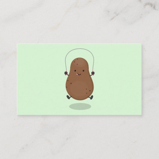 Cute happy potato springtouw cartoon visitekaartje (Achterkant)