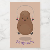 Cute happy potato springtouw cartoon voedselcontainer etiket (Enkel label)
