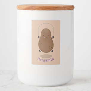 Cute happy potato springtouw cartoon voedselcontainer etiket