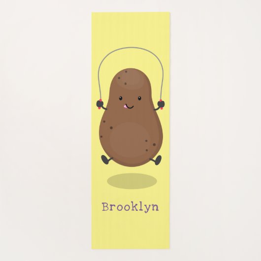 Cute happy potato springtouw cartoon yogamat (Achterkant)
