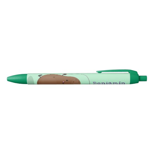Cute happy potato springtouw cartoon zwarte inkt pen (Bovenkant)