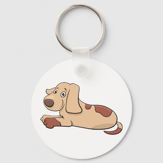 Cute Happy Puppy Brown Dog Sleutelhanger (Voorkant)
