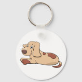 Cute Happy Puppy Brown Dog Sleutelhanger (Achterkant)