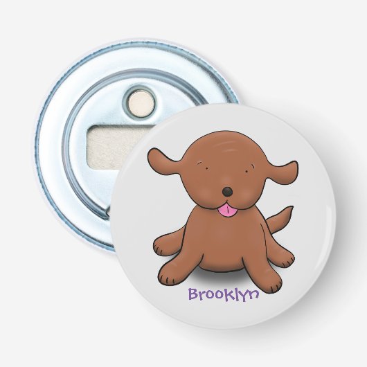 Cute happy puppy cartoon button flesopener (Voorkant)