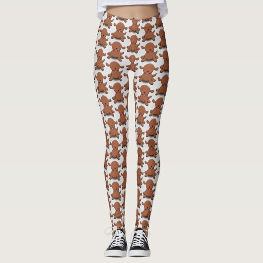 Cute happy puppy cartoon leggings (Voorkant)
