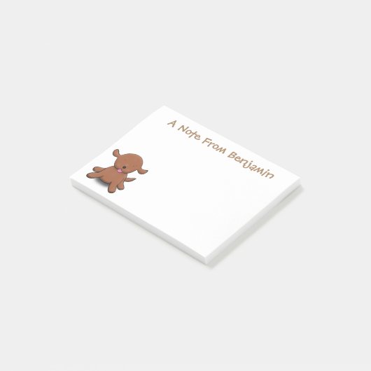 Cute happy puppy cartoon post-it® notes (Schuin)