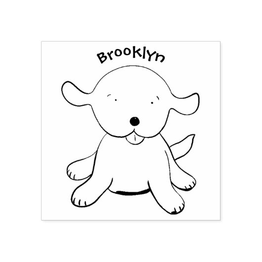 Cute happy puppy cartoon rubberstempel (Afrduk)