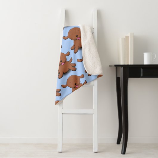 Cute happy puppy cartoon sherpa deken (In situ)