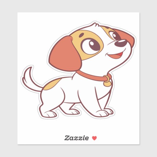 Cute Happy Puppy Cartoon Sticker (Vel)