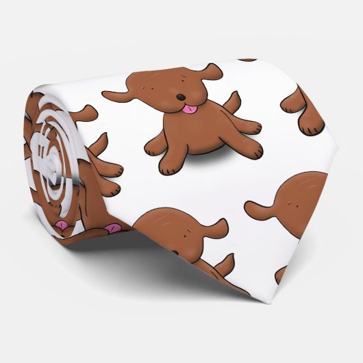 Cute happy puppy cartoon stropdas (Opgerold)