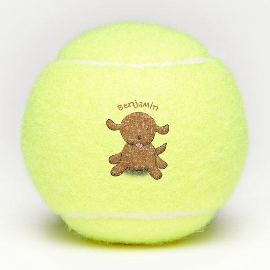 Cute happy puppy cartoon tennisballen (Voorkant)