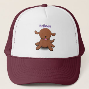 Cute happy puppy cartoon trucker pet