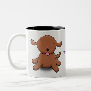 Cute happy puppy cartoon tweekleurige koffiemok
