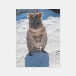 Cute & Happy Quokka op het strand Australië Fleece Deken