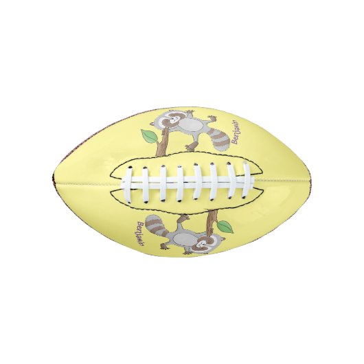 Cute happy raccoon baby illustratie american football (Voorkant)