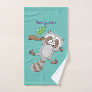 Cute happy raccoon baby illustratie bad handdoek