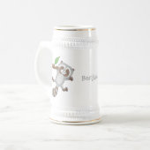 Cute happy raccoon baby illustratie bierpul (Voorkant links)