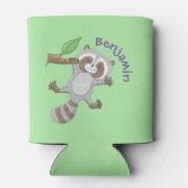 Cute happy raccoon baby illustratie blikjeskoeler (Achterkant)