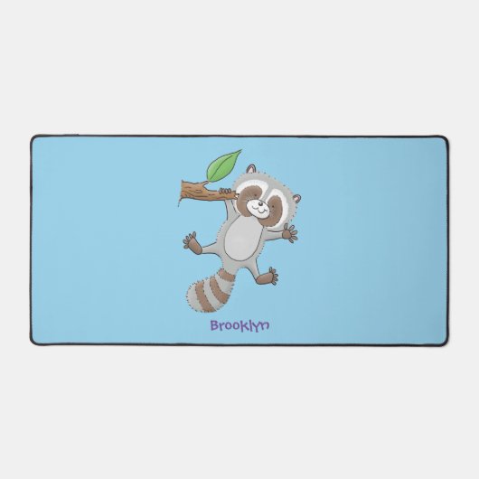 Cute happy raccoon baby illustratie bureaumat (Voorkant)