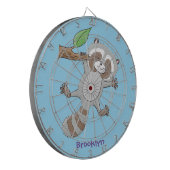 Cute happy raccoon baby illustratie dartbord (Voorkant Links)