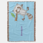 Cute happy raccoon baby illustratie deken (Voorkant Verticaal)