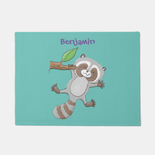 Cute happy raccoon baby illustratie deurmat