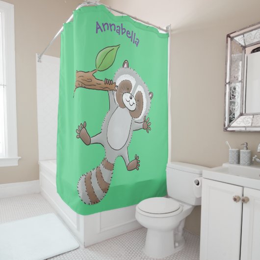 Cute happy raccoon baby illustratie douchegordijn (In situ)