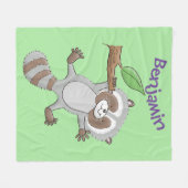 Cute happy raccoon baby illustratie fleece deken (Voorkant (Horizontaal))