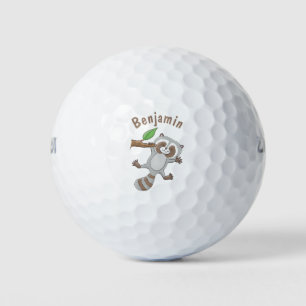 Cute happy raccoon baby illustratie golfballen
