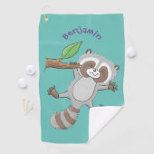 Cute happy raccoon baby illustratie golfhanddoek (Insitu)