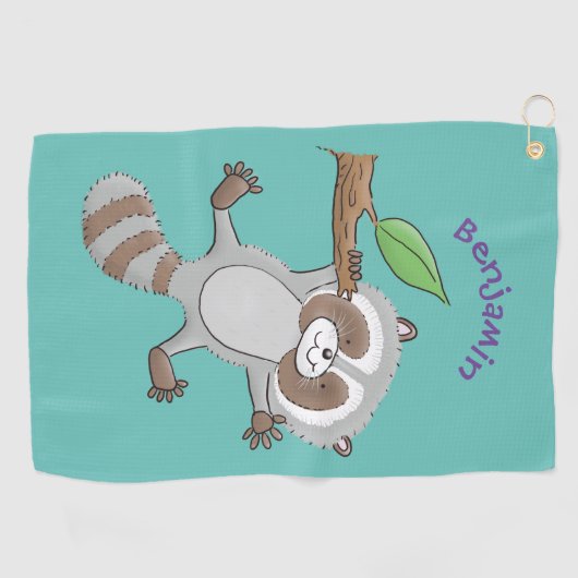 Cute happy raccoon baby illustratie golfhanddoek (Horizontaal)