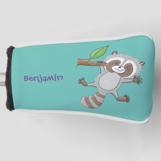 Cute happy raccoon baby illustratie golfheadcover (Voorkant)