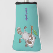 Cute happy raccoon baby illustratie golfheadcover (Draai 90)